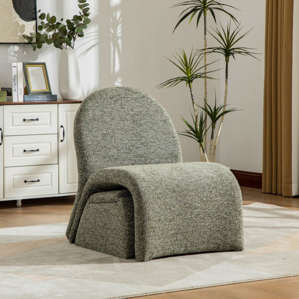 English Elm 24.8 Inch Chenille Armless Accent Chair with Matching Storage Ottoman for Any Room Green W3098P451470