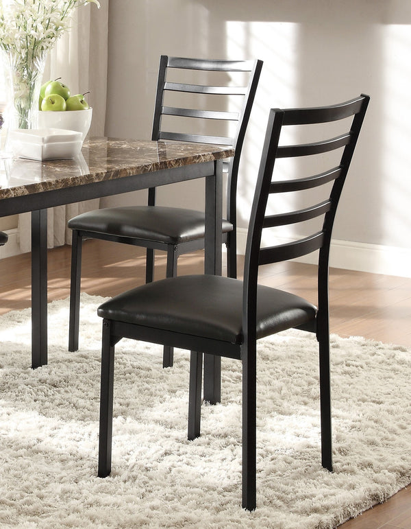 English Elm Black Flannery Side Chairs Set of 4 - Ladder-Back Metal Frame, Black Faux Leather Seats, Compact Dining Chairs B011P262350