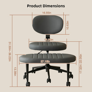 English Elm Ergonomic Cross Legged Desk Chair Swivel Seat Padded Cushion Rolling Office Base W3394P419038