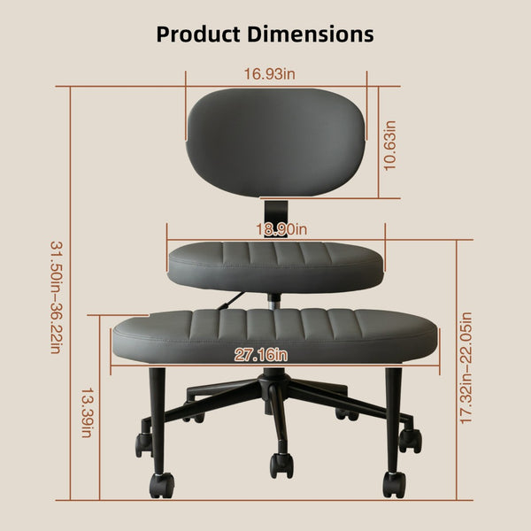 English Elm Ergonomic Cross Legged Desk Chair Swivel Seat Padded Cushion Rolling Office Base W3394P419038