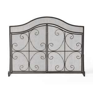 English Elm Christopher Knight Home® - FIRE Screen Gary 3-Panel Iron Fireplace Screen with Doors, Black Copper Finish, Camelback Scrollwork Protective Accent 65187.00BLKCOP