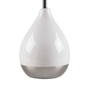 English Elm 2-Tone Ceramic Table Lamp Set of 2 with Elegant Silvery Accents, Modern White Ceramic Bases, 21.5"H White+Silver 19.1 L x 15.35 W x 15.35 H B035P264515