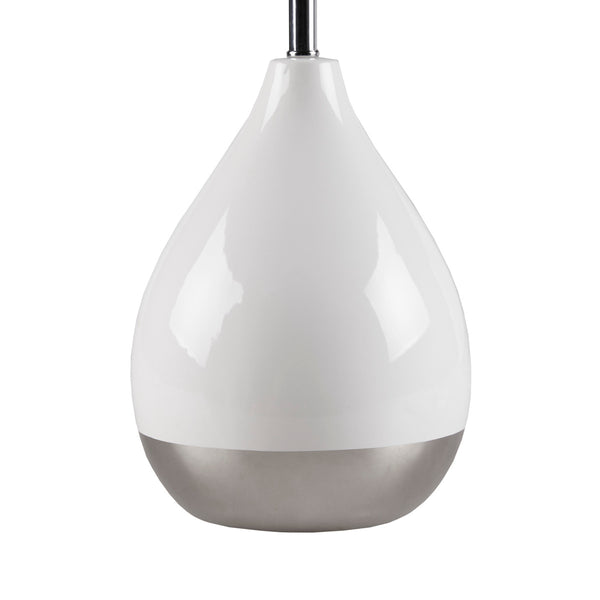 English Elm 2-Tone Ceramic Table Lamp Set of 2 with Elegant Silvery Accents, Modern White Ceramic Bases, 21.5"H White+Silver 19.1 L x 15.35 W x 15.35 H B035P264515