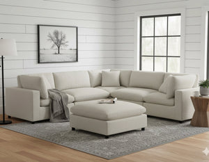 English Elm Cassandra Plush Beige 40" Square Ottoman — Removable Washable Cover, Down-Blend Topper, Pet-Friendly Durable B050P390609