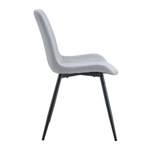 English Elm Comfortable Linen-Cotton Dining Chairs Set of Four with Curved Widened Cushions and Black Legs, Breathable Upholstery Light Gray 27.17 L x 22.44 W x 20.28 H W1512P405379