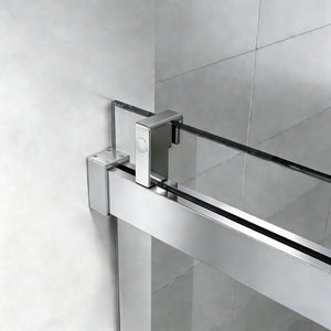 English Elm 56" Frameless Sliding Shower Door Tempered Glass Soft Close Matte Hardware Alcove Fit Chrome W1920P385327