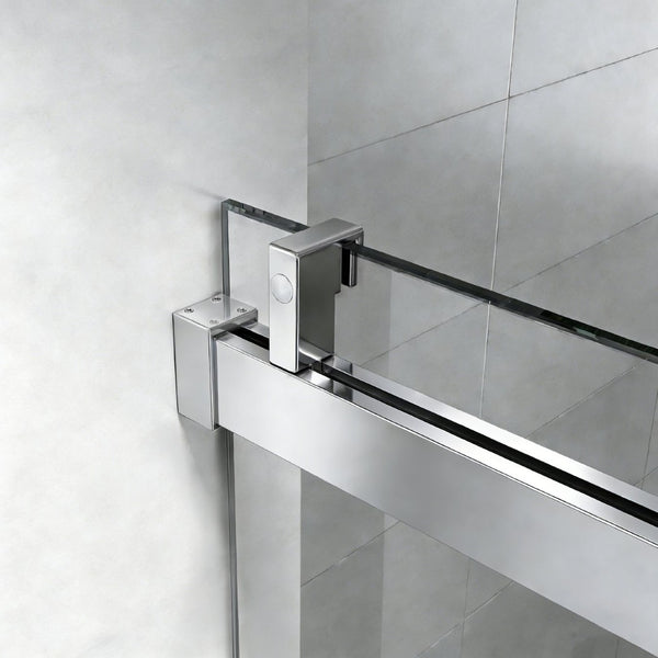 English Elm 56" Frameless Sliding Shower Door Tempered Glass Soft Close Matte Hardware Alcove Fit Chrome W1920P385327