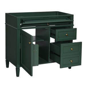 English Elm 36'' Modern Bathroom Vanity Cabinet with Tip-Out Drawer, Adjustable Shelf, Smooth Metal Slides, Solid Wood Frame Green N710P186084F