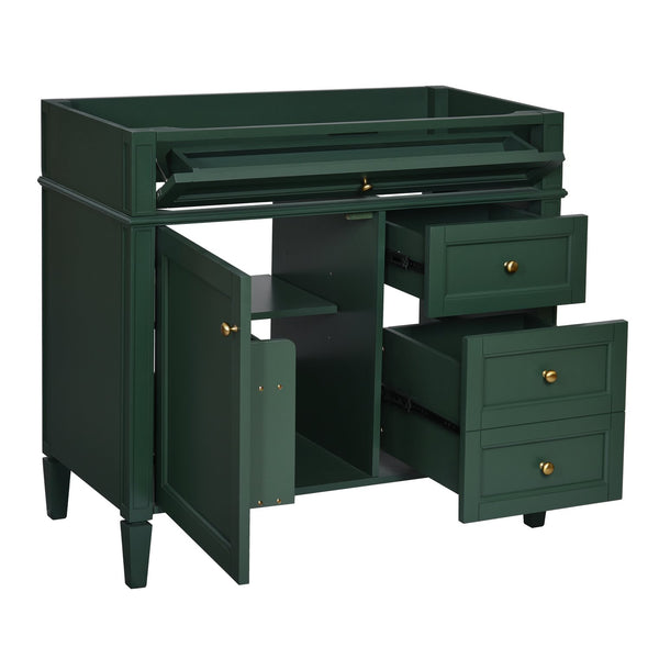English Elm 36'' Modern Bathroom Vanity Cabinet with Tip-Out Drawer, Adjustable Shelf, Smooth Metal Slides, Solid Wood Frame Green N710P186084F