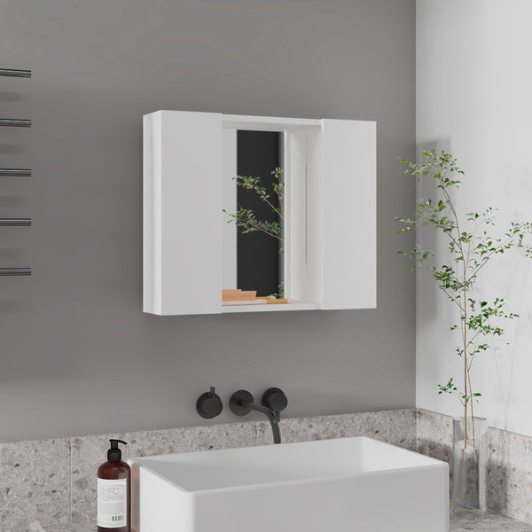 English Elm Ellegrini White Medicine Cabinet with Mirror, 7 Shelves & 2 Doors — Compact 23.6"x19.5" Storage Elegance B06280134