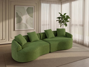 English Elm 110-inch Curved Chenille Modular Cloud Sofa Four Seat Plush Lounge for Living Room Green W5527S00005