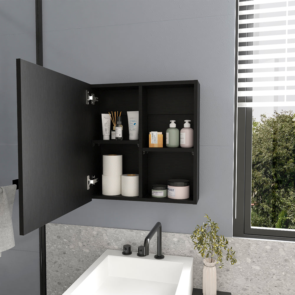 English Elm Medicine Cabinet Clayton Black - Slim Mirrored Bathroom Organizer with 4 Adjustable Shelves, Durable Engineered Wood B092P238726