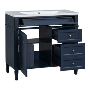 English Elm 36'' Modern Bathroom Vanity With Storage, Elegant Single Sink Design, 2 Drawers & Tip-Out Drawer N710S136004C