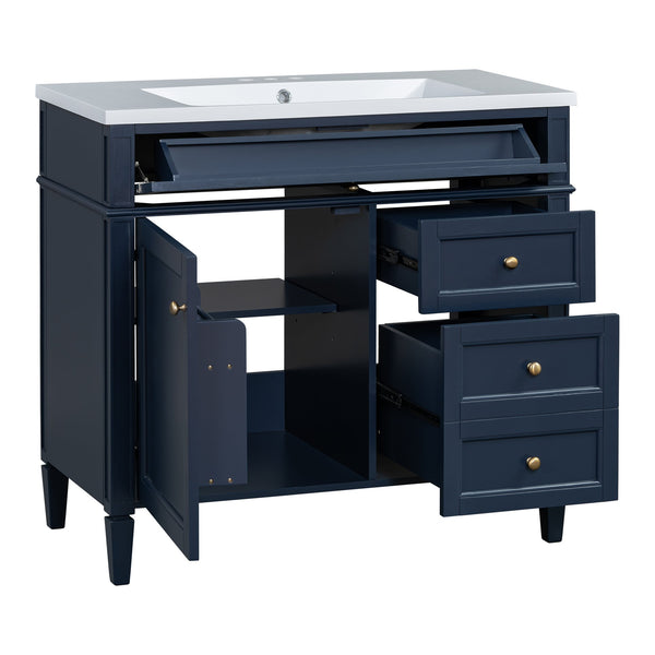 English Elm 36'' Modern Bathroom Vanity With Storage, Elegant Single Sink Design, 2 Drawers & Tip-Out Drawer N710S136004C