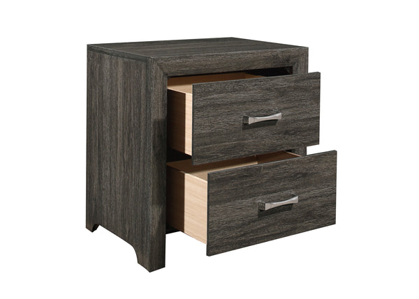 English Elm Dark Gray Finish Nightstand with Chrome Handles, Contemporary Edina Bedroom Accent Table, 23.5x16.5x24.5" B011P199391