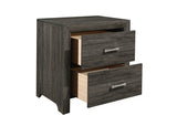 English Elm Dark Gray Finish Nightstand 1 Piece Chrome Tone Handles Contemporary Design Bedroom Furniture Bed Side Table