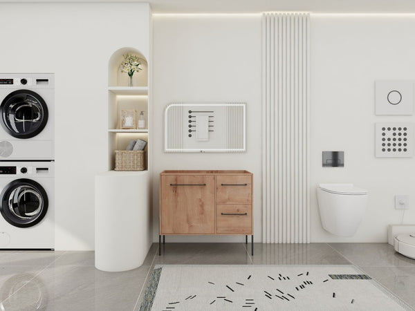 English Elm 36" Freestanding Vanity with Integrated Resin Sink Soft Close Drawers Modern Bath W999P405130