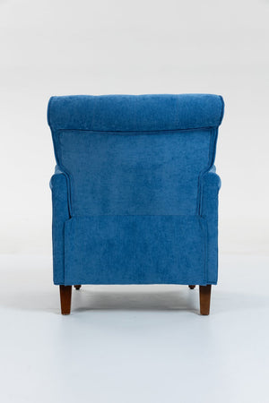 English Elm Accent Light Blue Chenille Club Chair with Ergonomic Curved Back, Removable Cushions, 300lb Capacity W3042P390762