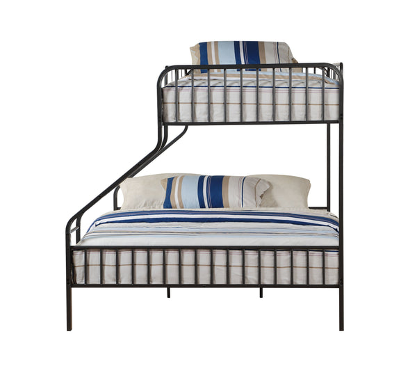 English Elm Caius Gunmetal Twin XL/Queen Bunk Bed Metal Frame with Built-In Ladder, Guardrail & 330lb Capacity B2726S00343