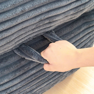 English Elm Bean Bag Lounge Chair Oversized Corduroy Shredded Foam Armrest Adult Floor Sofa Gray W2510P237806
