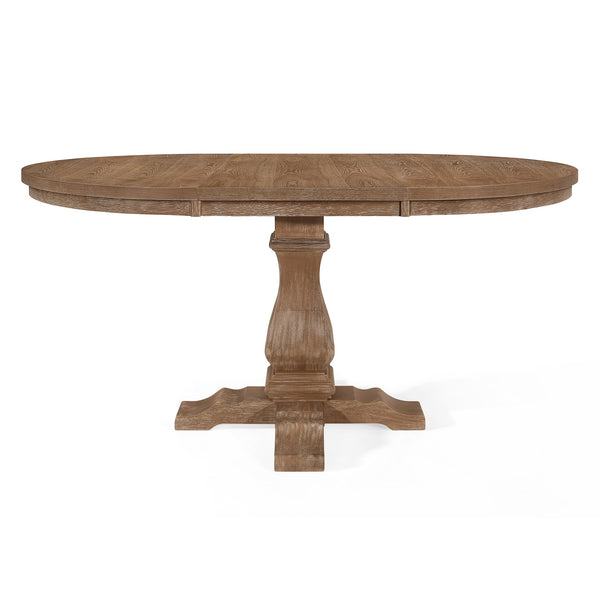 English Elm Christopher Knight Home® - Oval Extension Dining Table – Elegant Rubberwood Design With Natural Finish & Pedestal Base For Style N771P355872G_N771P355873G