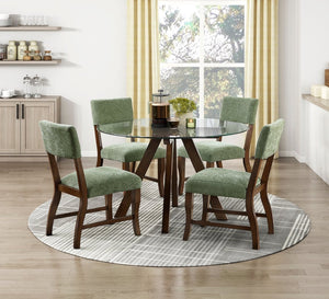 English Elm Contemporary High Back Chenille Dining Chairs Solid Wood Frame Upholstered Set Brown,Olive B011P439066