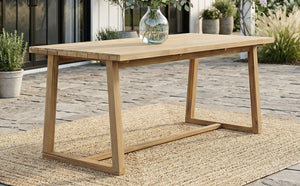 English Elm Outdoor Acacia Wood Round Patio Dining Set with Umbrella Hole and Curved Armchairs Light Teak N719P402255L