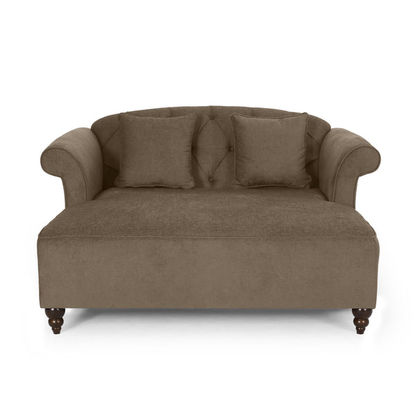 English Elm Christopher Knight Home® - Loveseat Double Chaise Lounge - Elegant Brown Fabric With Button-Tufted Design & Accent Pillows 68104.00AFBRN_68104.00BFBRN