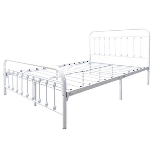 English Elm Metal Platform Bed Frame Queen White - Victorian Headboard, 450lb Support, No Box Spring, Storage W840P296694