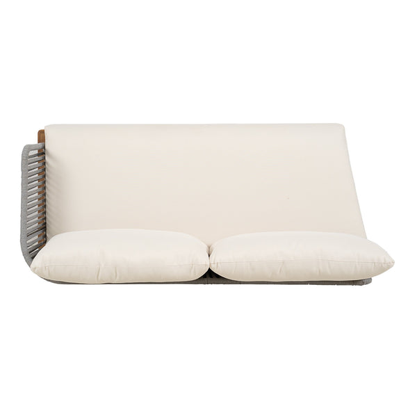 English Elm Christopher Knight Home® - Lucca Acacia Wood Outdoor Right-Arm Sofa with Water-Repellent Cushions and Hand-Woven Rope Charm Teak+ Beige N773P283659B