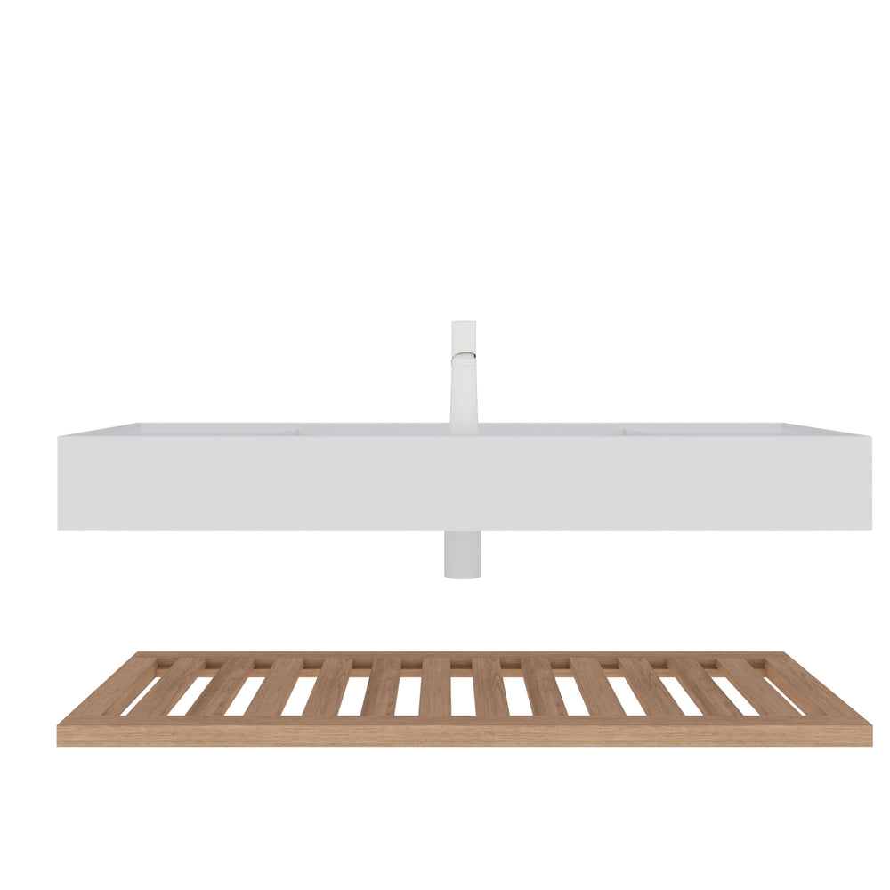 English Elm LEDE 48" Bathroom Vanity Wall-Mounted Floating with Integrated Acrylic Vessel Sink, Overflow & ShelfStorage W2615P210346