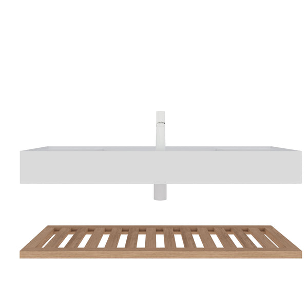English Elm LEDE 48" Bathroom Vanity Wall-Mounted Floating with Integrated Acrylic Vessel Sink, Overflow & ShelfStorage W2615P210346