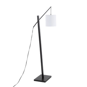 English Elm Arturo Contemporary Floor Lamp – Black Wood & Steel With White Shade For Stylish Indoor Lighting B202S01387