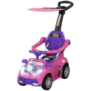 English Elm Qaba 3 in 1 Toddler Ride on Push Car with Canopy Robot Theme and Music Pink W2225P229329