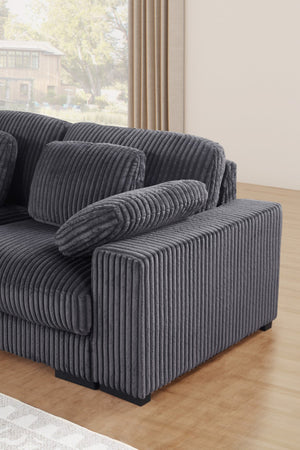 English Elm Elodie Corduroy Modular Sectional with Chaise Eight Pillows for Spacious Living Rooms B2749S00261