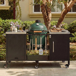 English Elm K&k Stainless Steel Outdoor Kitchen Island with Fold Out Prep Surface for Kamado Grills N707S000023B