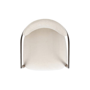 English Elm Jennifer Taylor Home - Artemis Plush Upholstered Dining Arm Chair in Warm White Chenille with Rubberwood Frame & Brushed Nickel Accents B2719P269267