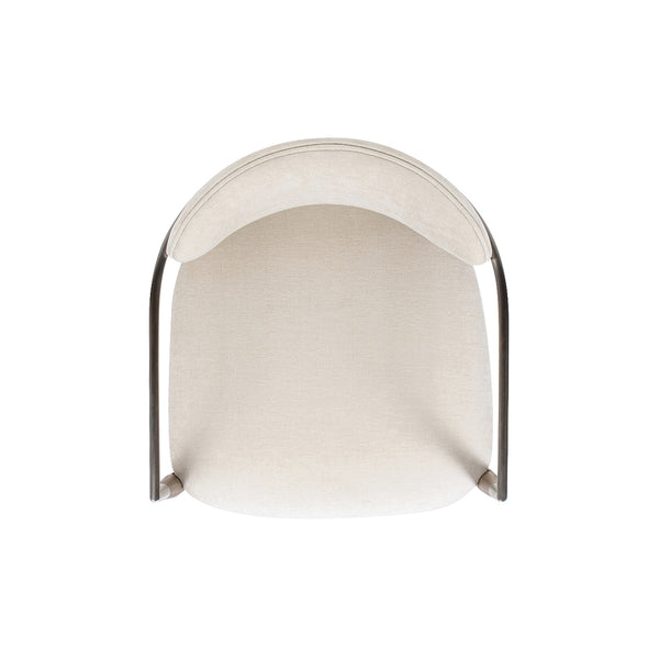 English Elm Jennifer Taylor Home - Artemis Plush Upholstered Dining Arm Chair in Warm White Chenille with Rubberwood Frame & Brushed Nickel Accents B2719P269267