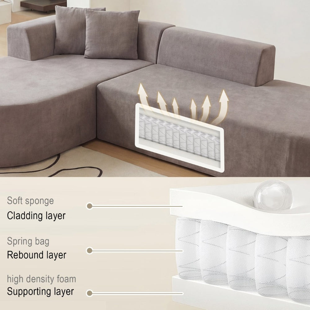 English Elm L-shaped Corduroy Sectional with Movable Ottoman Deep Foam Seats for Living Room W3670S00008