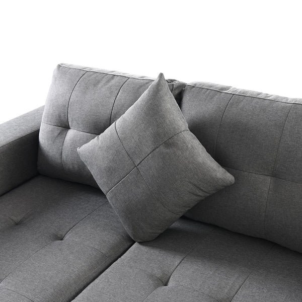 English Elm Sectional PU Sofa Set with L-Chaise, Built-In Cup Holders, Thick Foam Cushions, Modern 4-Seater Comfort Grey 69.69 L x 29.92 W x 12.99 H W2297S00015