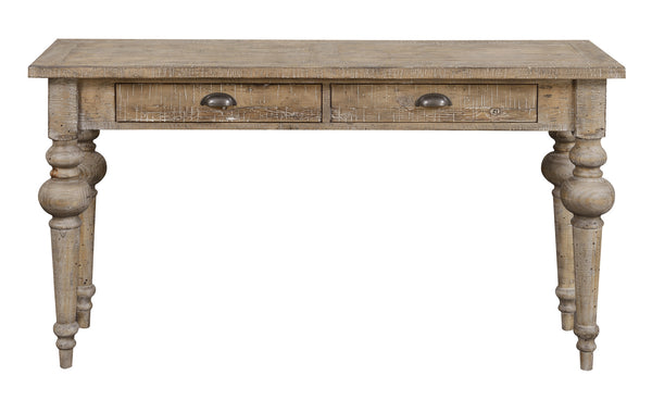 English Elm Wallace & Bay - Taupe Solid Wood Sofa Table with Sandstone Buff Finish — Rustic Casual 54" Wide, Easy-Care Design B2709P212412
