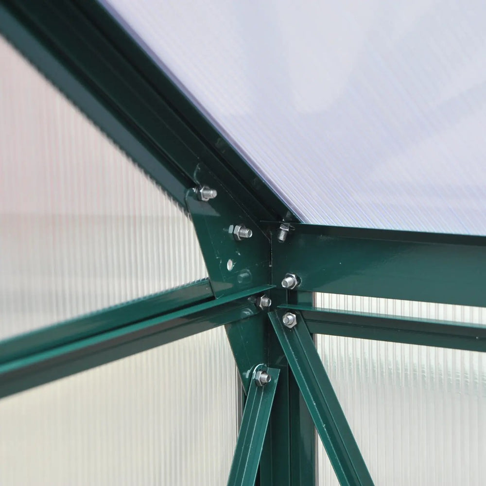 English Elm Silver Aluminum Walk-in Greenhouse with Polycarbonate Panels and Adjustable Roof Vent T3971S00010