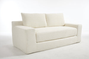English Elm Loveseat Convertible Sofa Bed with Memory Foam & Steel Frame, No Assembly, Corduroy Comfort Beige W2959P278432