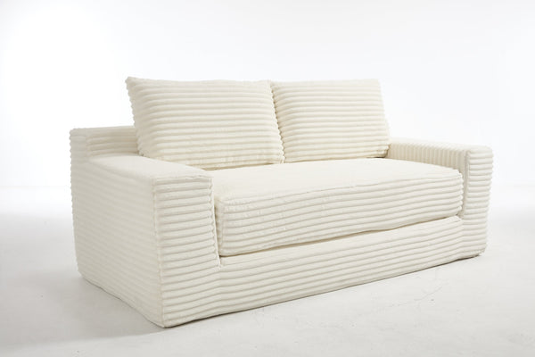 English Elm Loveseat Convertible Sofa Bed with Memory Foam & Steel Frame, No Assembly, Corduroy Comfort Beige W2959P278432