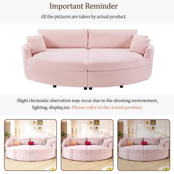 English Elm Oversized Double Chaise Lounge Sofa With Usb Ports - Cozy Pink Upholstered Loveseat For Relaxation N719S002160P-GIGA