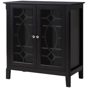 English Elm Homcom Elegant Sideboard Buffet Cabinet With Glass Doors, Adjustable Shelves For Stylish Storage Solutions W2225P229409