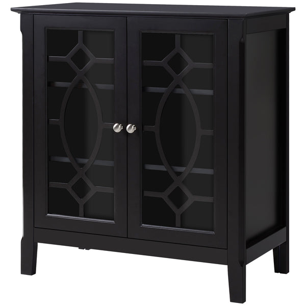 English Elm Homcom Elegant Sideboard Buffet Cabinet With Glass Doors, Adjustable Shelves For Stylish Storage Solutions W2225P229409
