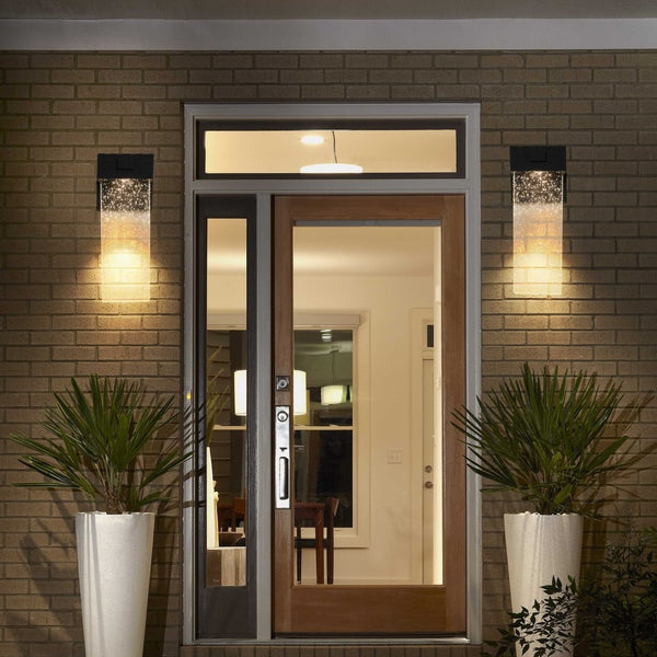 English Elm 2-pack Outdoor Led Wall Sconces Bubble Crystal Aluminum Dusk to Dawn Porch Lights W2312P415986