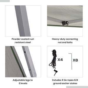 English Elm Outsunny Adjustable Slant Leg Canopy Tent With Mesh Netting & Carry Bag - Instant Sun Shelter, Green W2225P200729-GIGA