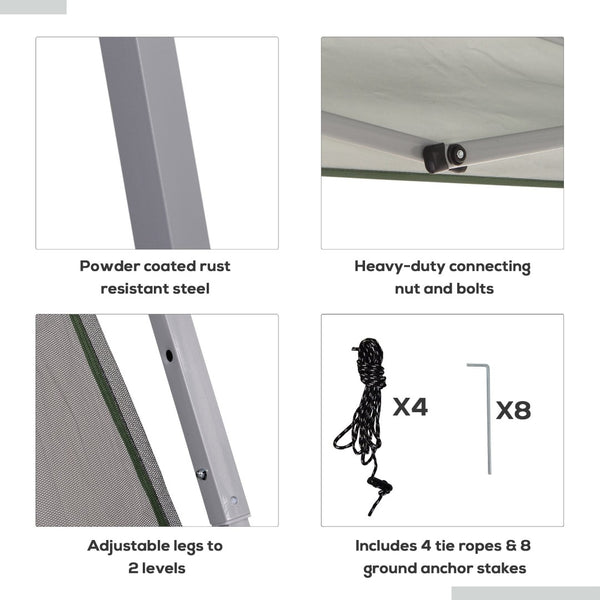 English Elm Outsunny Adjustable Slant Leg Canopy Tent With Mesh Netting & Carry Bag - Instant Sun Shelter, Green W2225P200729-GIGA